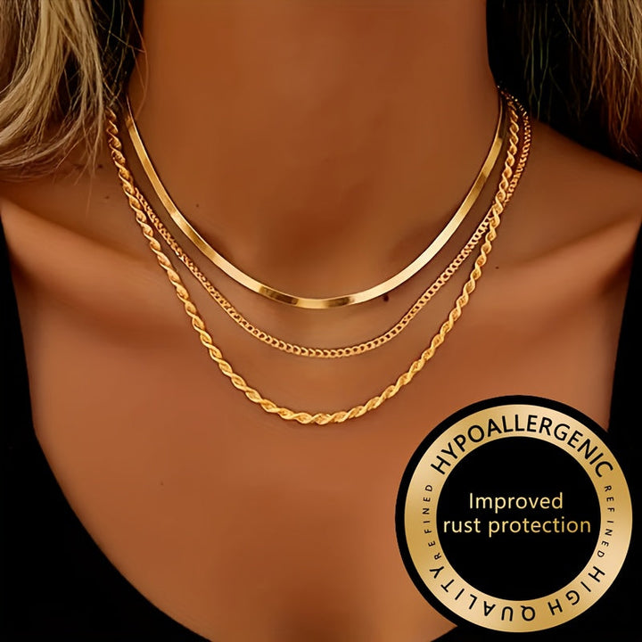 Winsley™ Elegant Three-Layer Collar with Gold Finish
