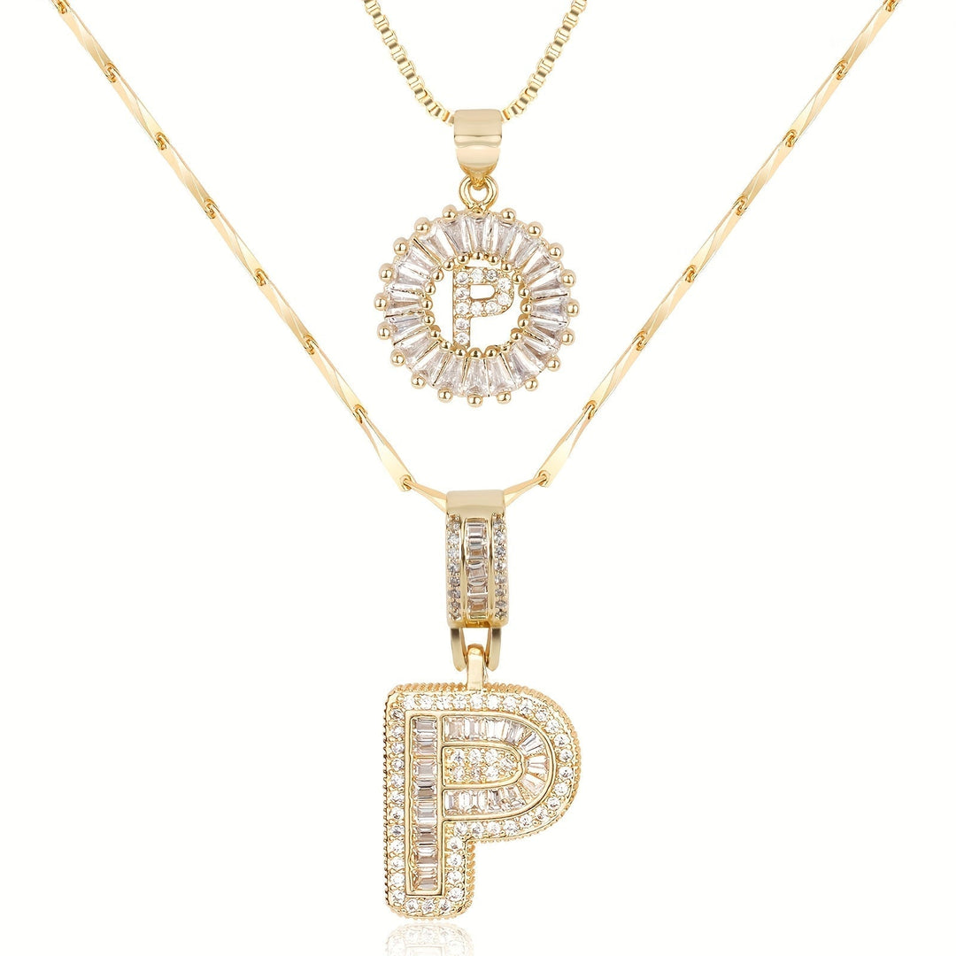 Primrose™ Initial Letter Necklaces with 14k Diamonds (2 pieces)