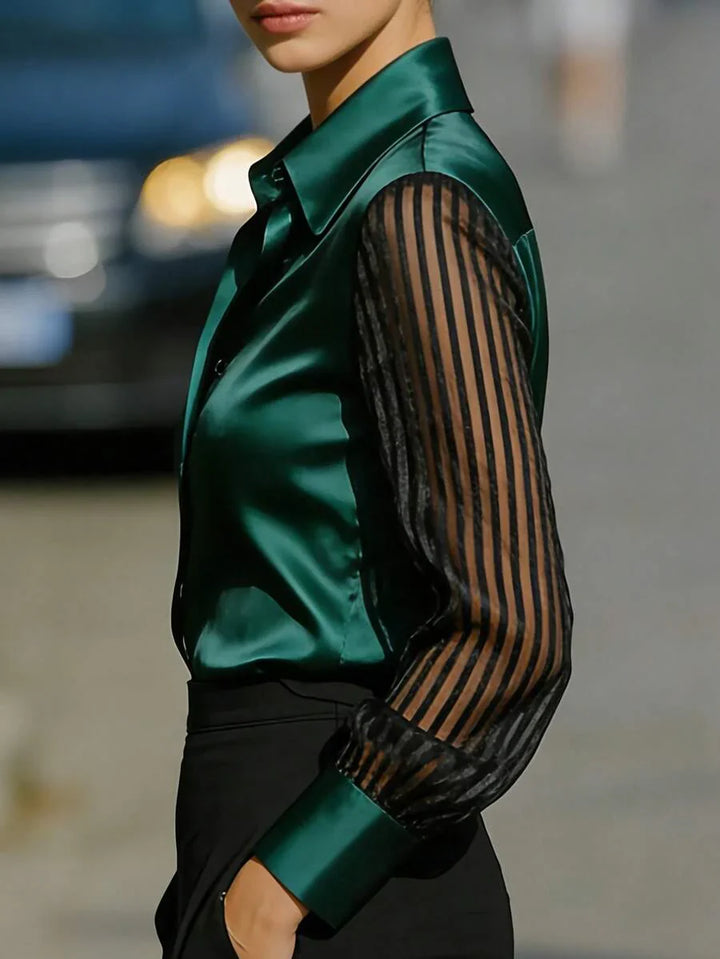Ellery™ Elegant Blouse with Sheer Sleeves