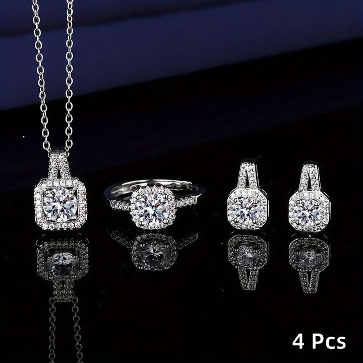 Elkie™ Elegant Sparkling Jewelry Set with Necklace, Ring, and Earrings