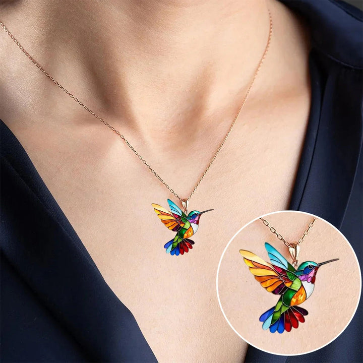Vaila™ Hummingbird Rainbow Collar + Matching Earrings Gift