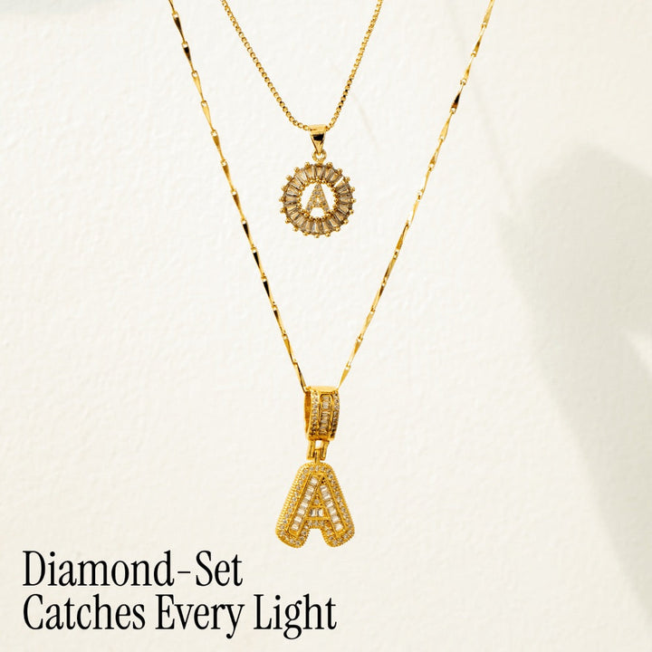 Primrose™ Initial Letter Necklaces with 14k Diamonds (2 pieces)