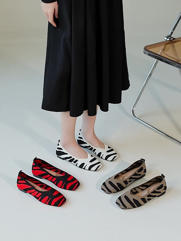 Ivara™ Elegant Flats with Zebra Print and Square Toe
