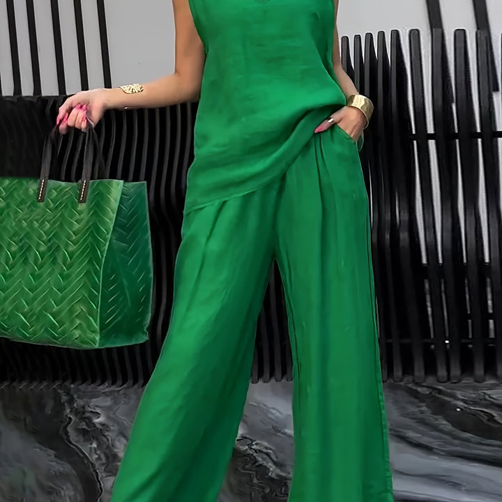 Kalia™ Casual Two-Piece Set with Sleeveless Top and Wide Leg Pants