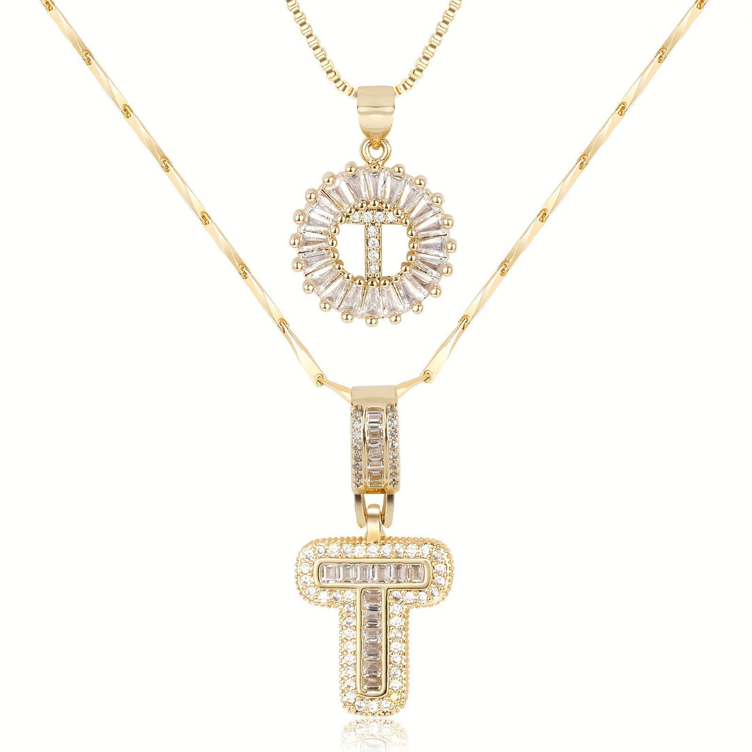Primrose™ Initial Letter Necklaces with 14k Diamonds (2 pieces)