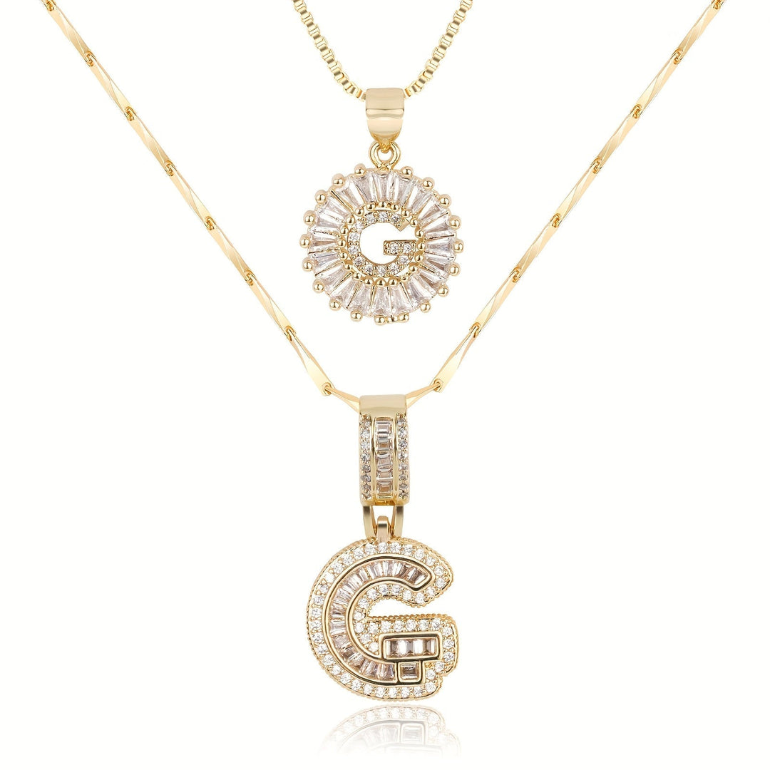 Primrose™ Initial Letter Necklaces with 14k Diamonds (2 pieces)