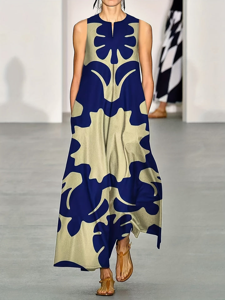 Giana™ Bohemian Printed Dress with V-Neck and Loose Fit