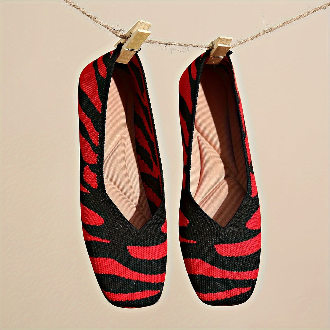 Ivara™ Elegant Flats with Zebra Print and Square Toe