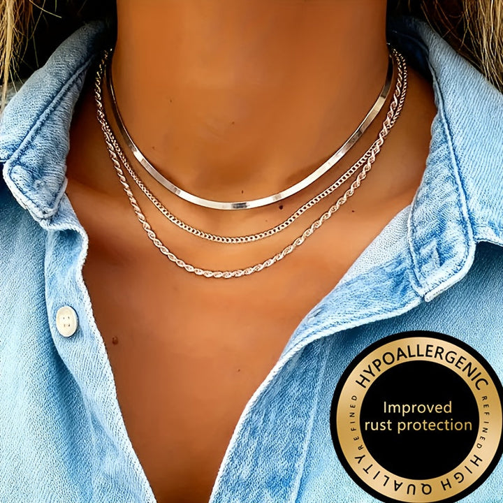 Winsley™ Elegant Three-Layer Collar with Gold Finish