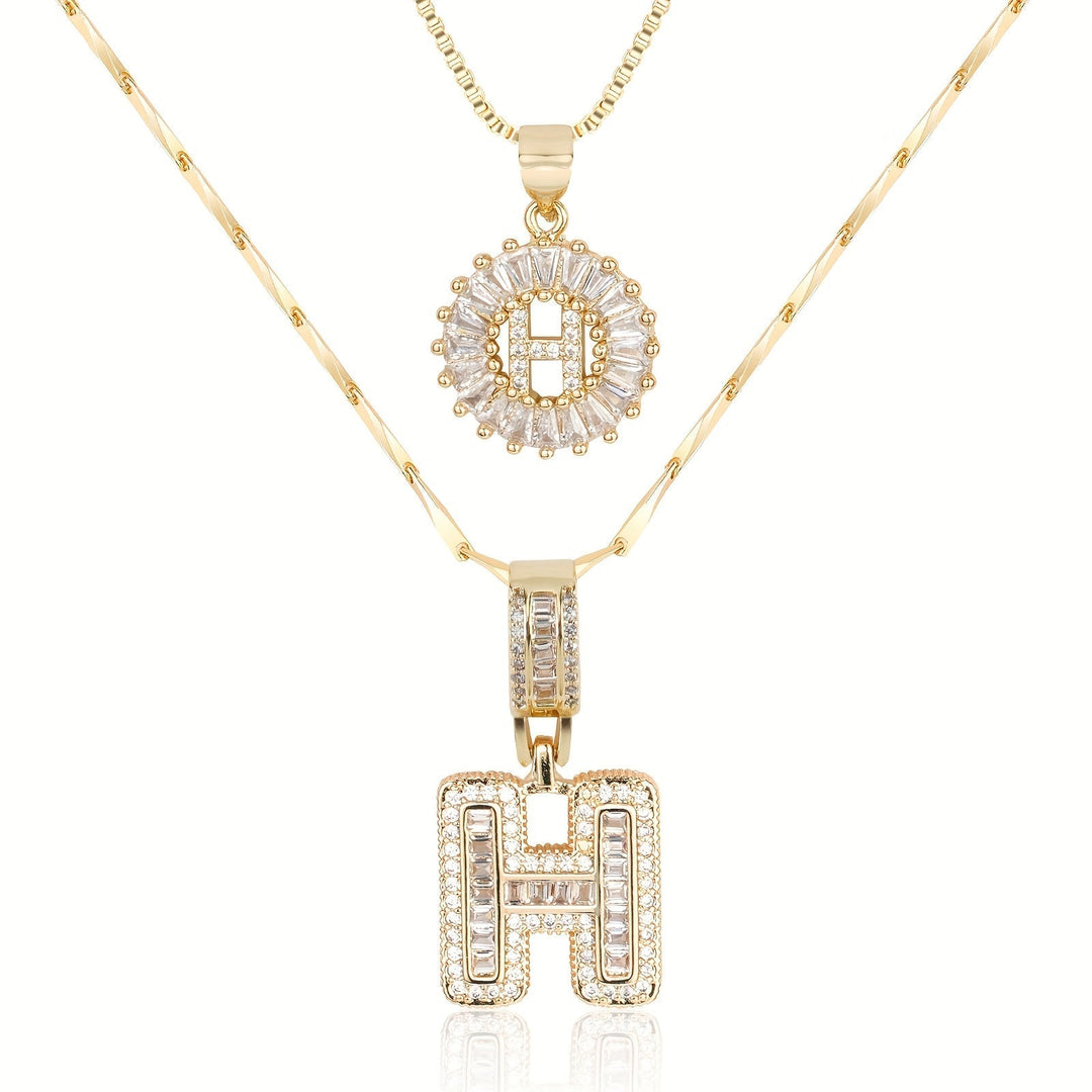 Primrose™ Initial Letter Necklaces with 14k Diamonds (2 pieces)