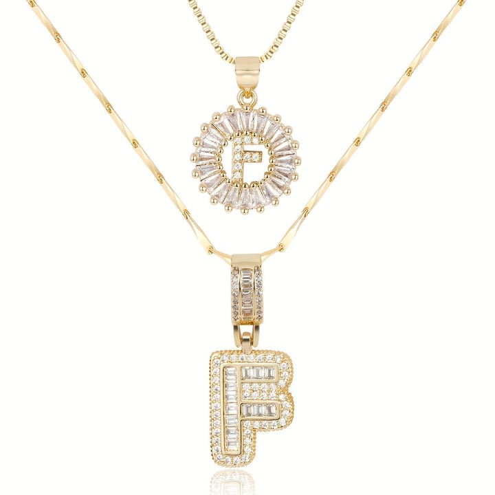 Primrose™ Initial Letter Necklaces with 14k Diamonds (2 pieces)