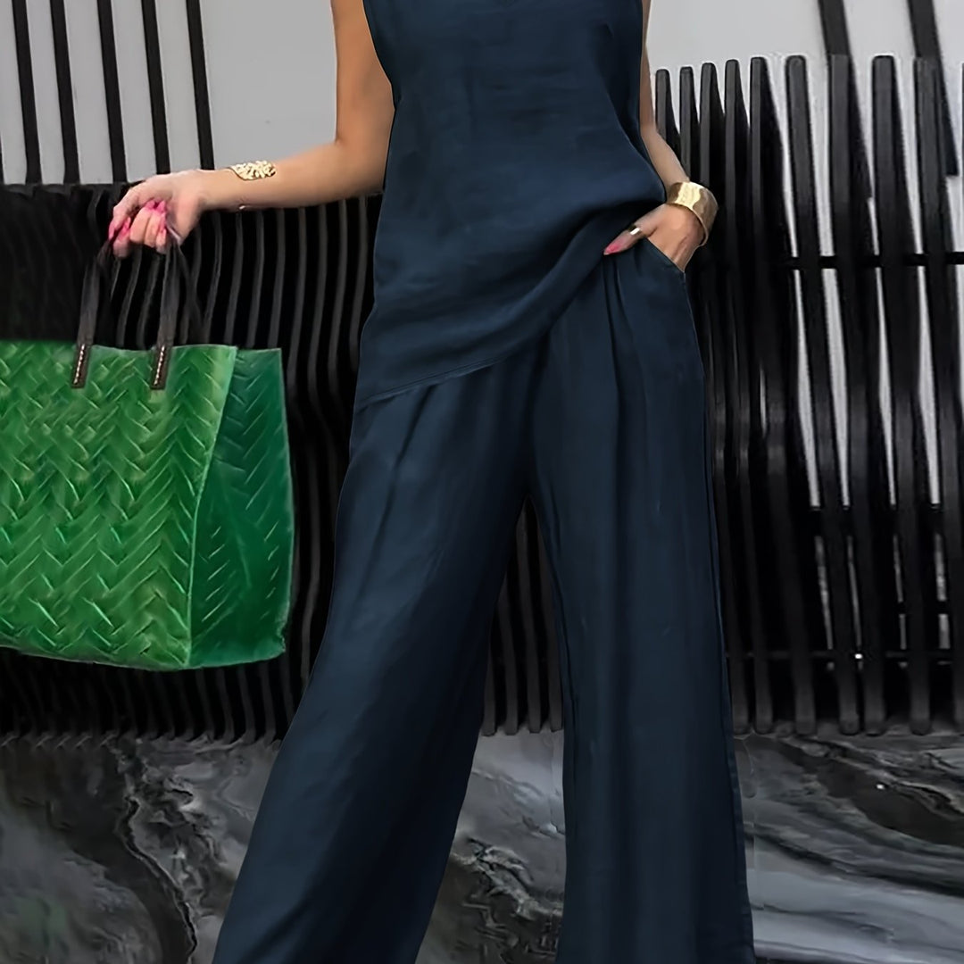 Kalia™ Casual Two-Piece Set with Sleeveless Top and Wide Leg Pants