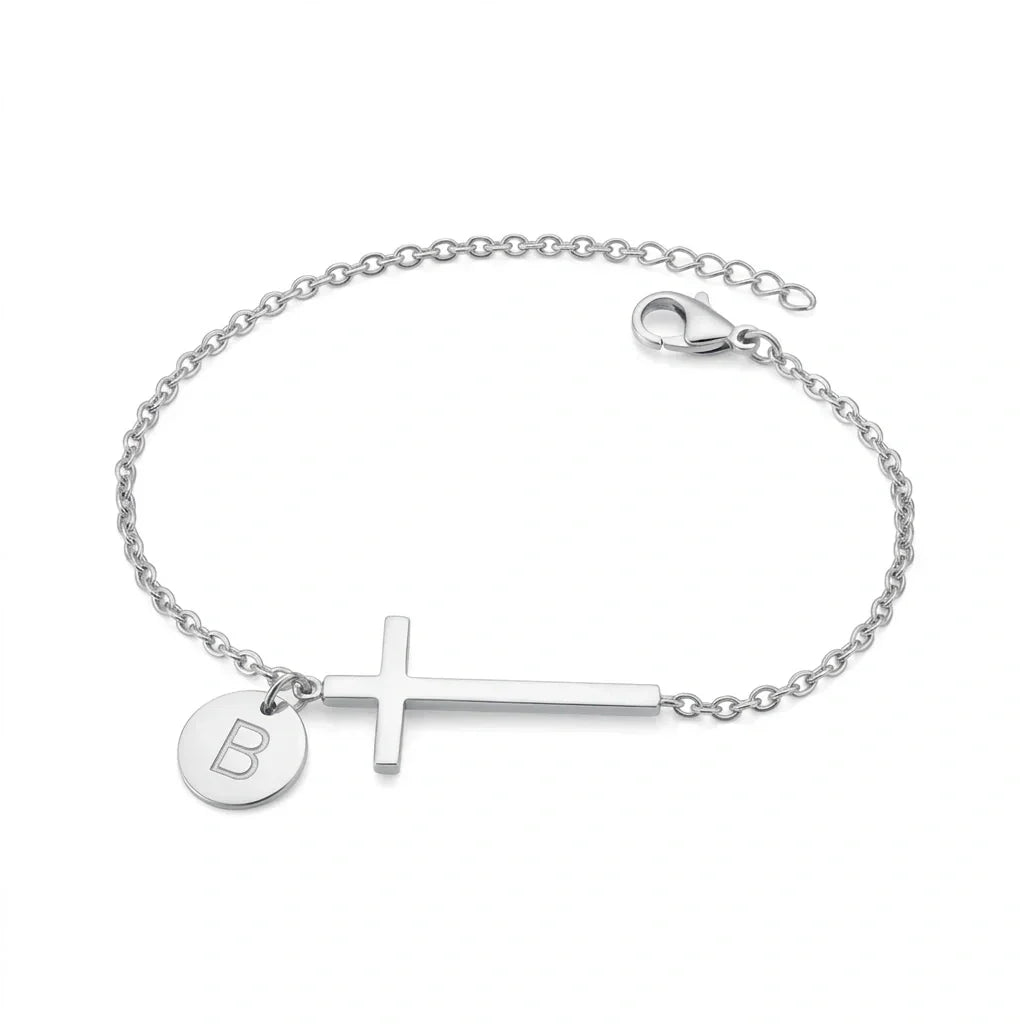 Elodryn™ Sacred Initial Bracelet – Customized Cross