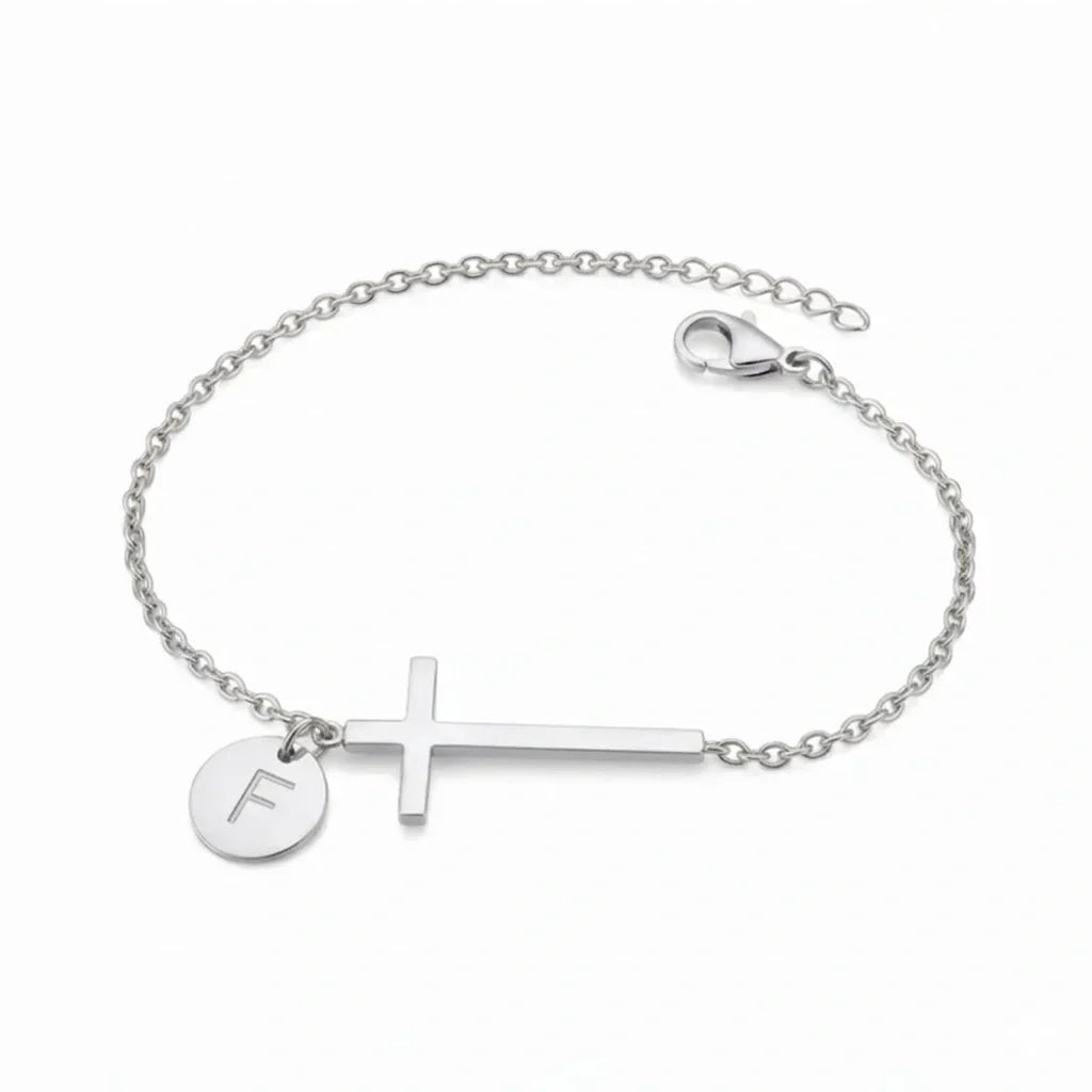 Elodryn™ Sacred Initial Bracelet – Customized Cross
