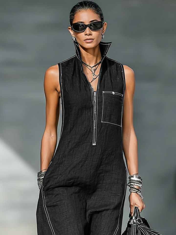 Ainsira™ Mono Minimalist Sleeveless Loose Fit with White Details