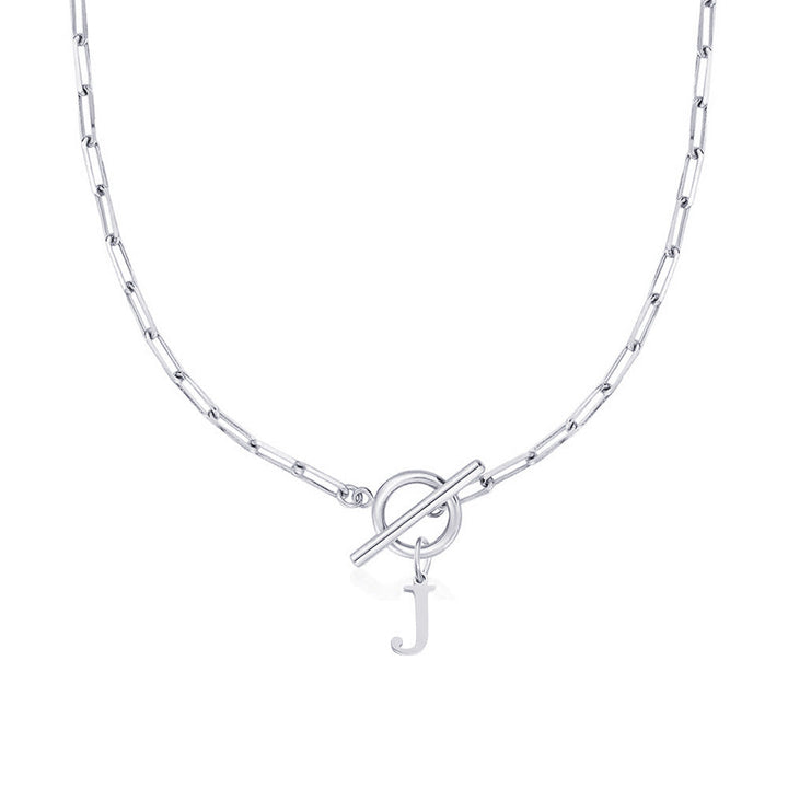 Ganelle™ Collar with Circular Lock Closure and Initial in Paperclip Shape
