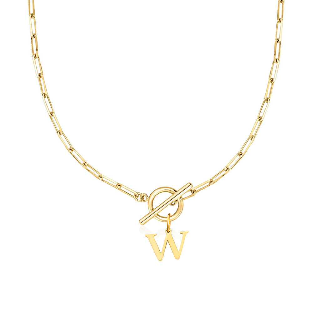 Ganelle™ Collar with Circular Lock Closure and Initial in Paperclip Shape