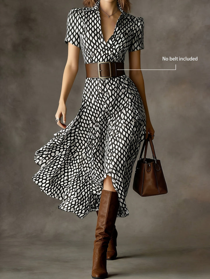 Orly™ Retro and Elegant French Style Floral Midi Dress