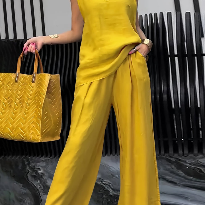 Kalia™ Casual Two-Piece Set with Sleeveless Top and Wide Leg Pants