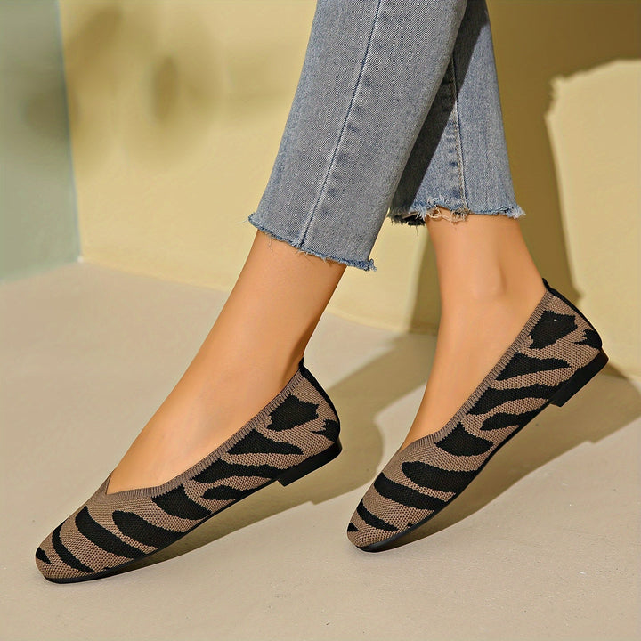 Ivara™ Elegant Flats with Zebra Print and Square Toe