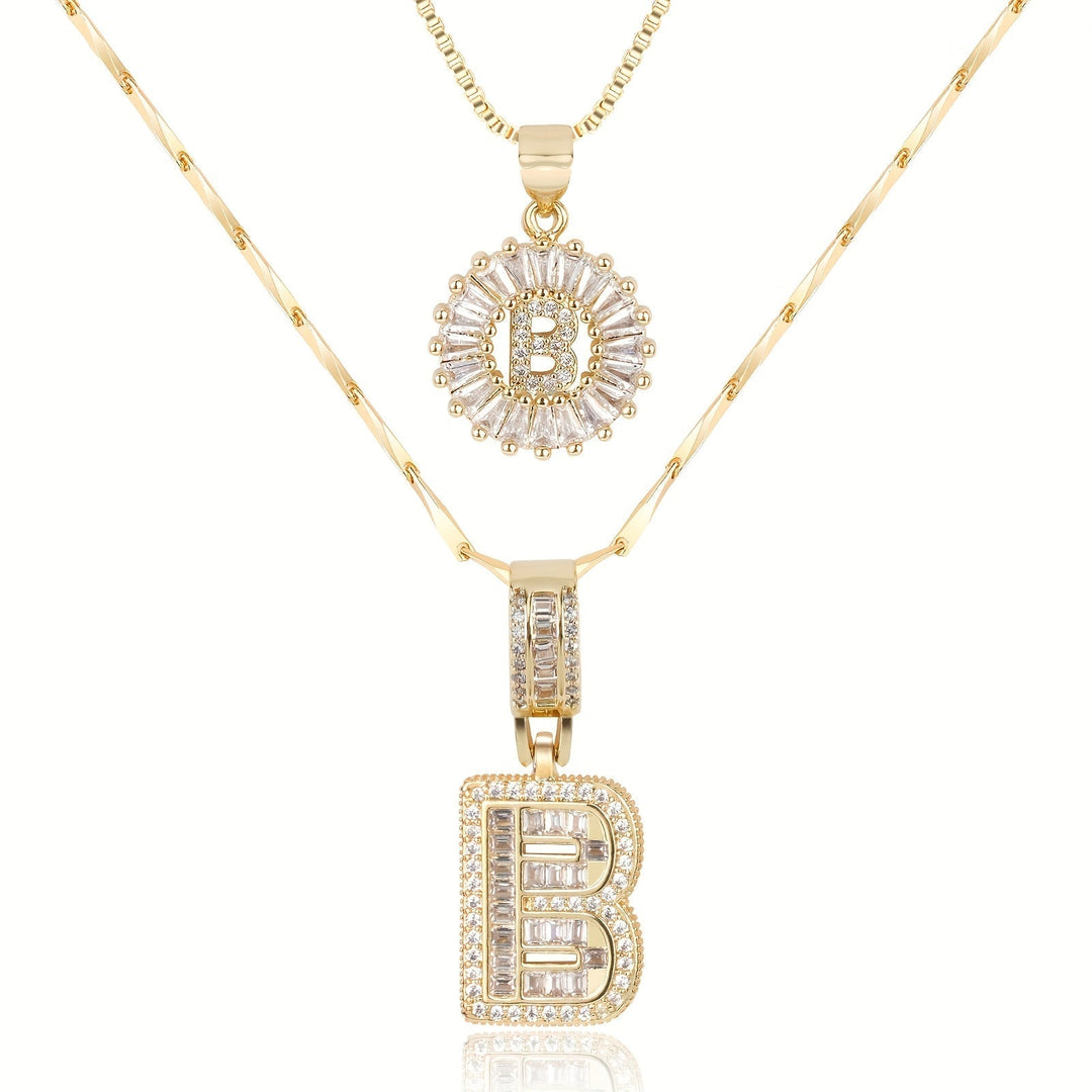 Primrose™ Initial Letter Necklaces with 14k Diamonds (2 pieces)
