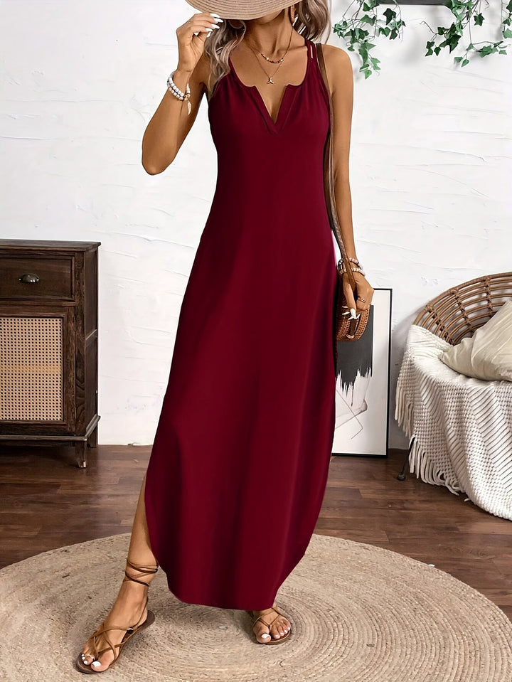 Sailor™ Midi Dress with Straps, V-Neck, and Relaxed Style