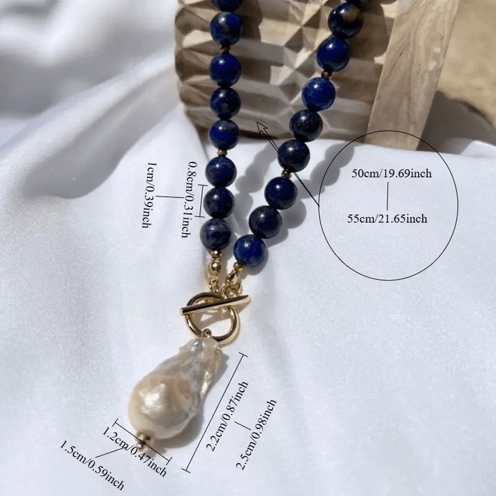 Havento™ Baroque Bohemian Collar with Pearls and Navy Blue Details