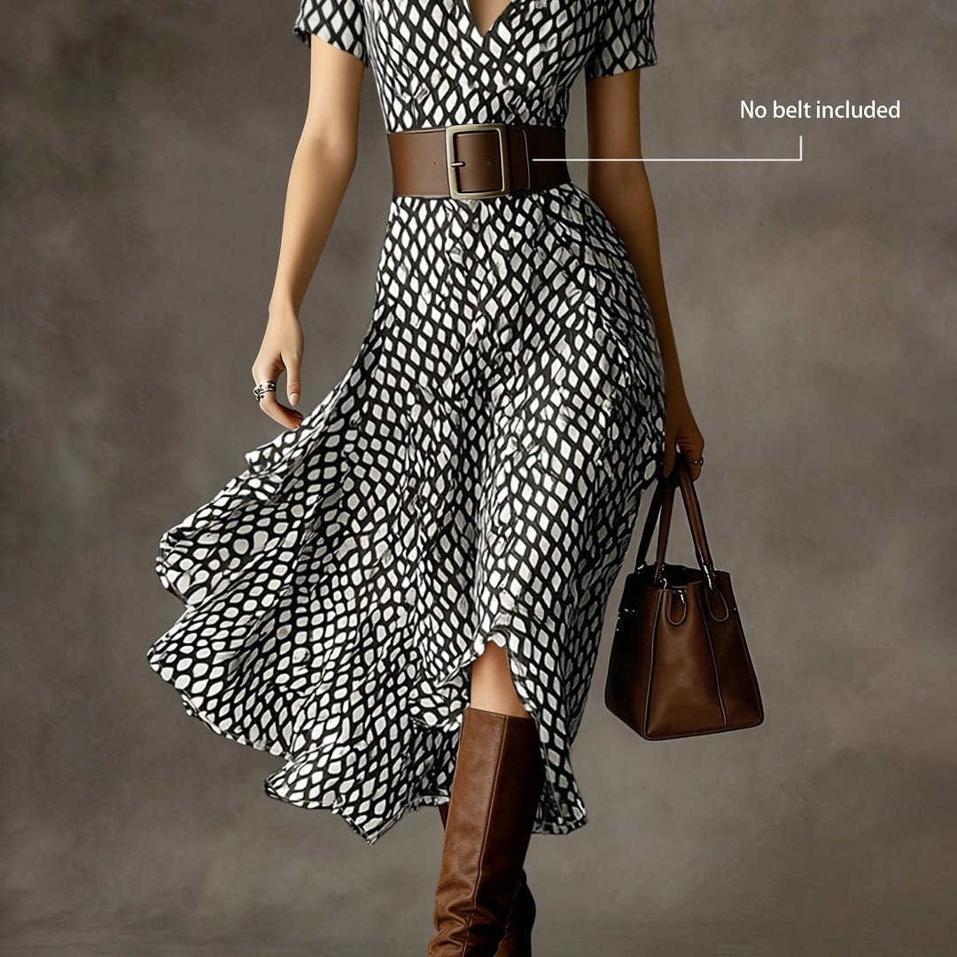 Orly™ Retro and Elegant French Style Floral Midi Dress