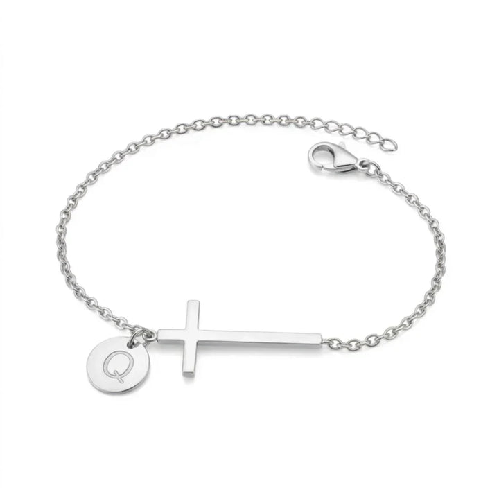 Elodryn™ Sacred Initial Bracelet – Customized Cross