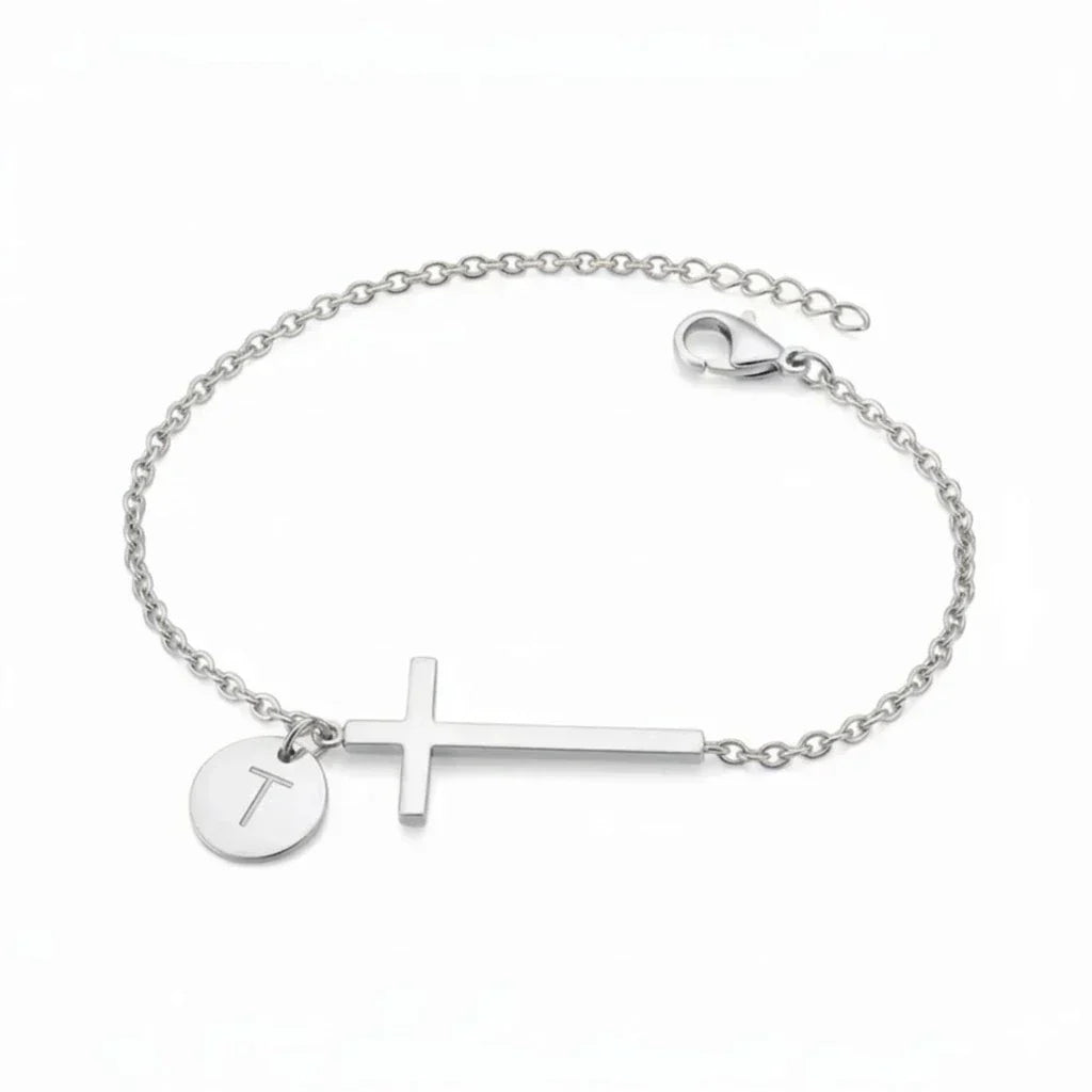 Elodryn™ Sacred Initial Bracelet – Customized Cross